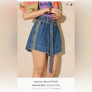 Boteh NWT Septime Shorts with belt